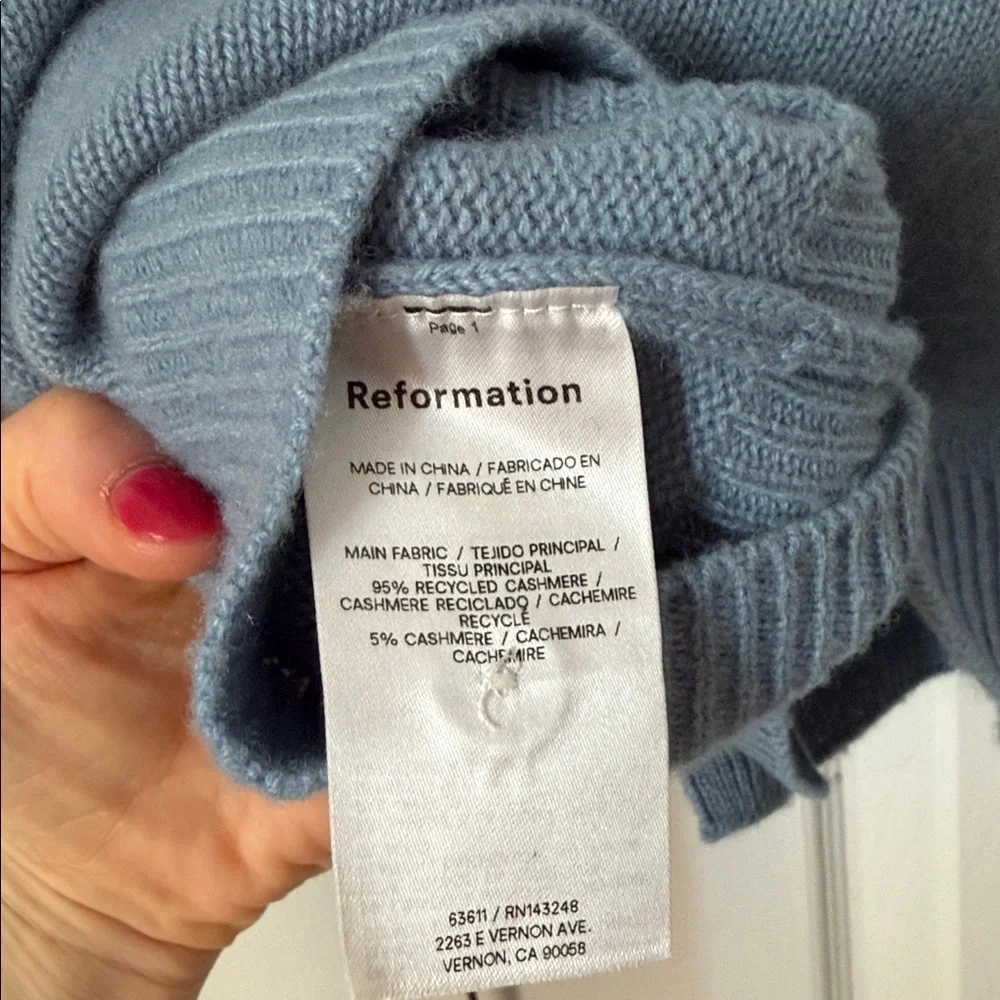 NWT Reformation Clara Cashmere Cardigan in XS - Bayou blue - Picture 7 of 7